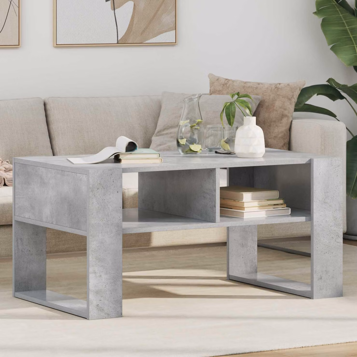 Maison Exclusive - Tavolino in cemento grigio 92 x 53 x 45 cm Materiale ligneo