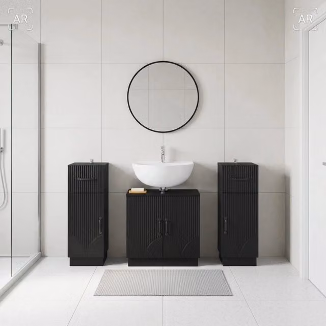Set di armadietti da bagno in 3 pezzi HOORN Nero 3418036