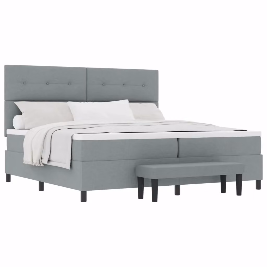 Letto ibrido con molle a tasche e testiera vidaXL in tessuto grigio, L/P/H: 200 x 200 x 280 cm – 2