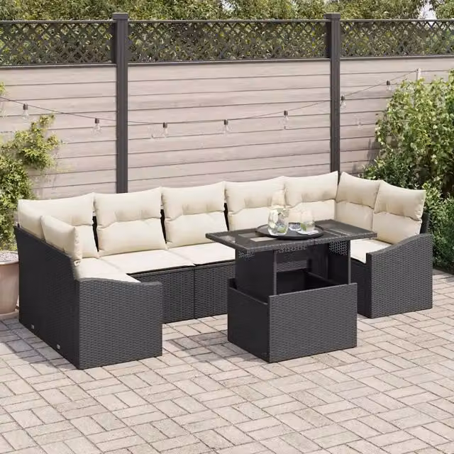 Set Divano da Giardino 8 pz Nero polyrattan 3357690