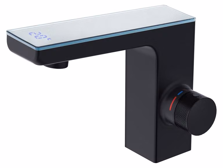 Rubinetto a infrarossi con display digitale, colore nero, miscelatore a sensore
