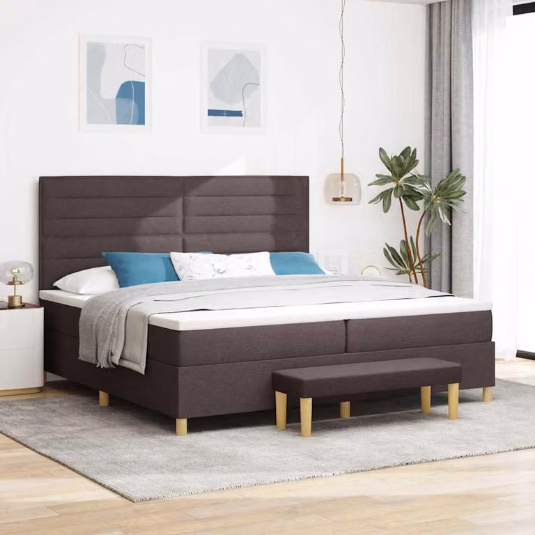 Maison Exclusive - Letto boxspring con materasso marrone scuro 200 x 200 cm Tessuto
