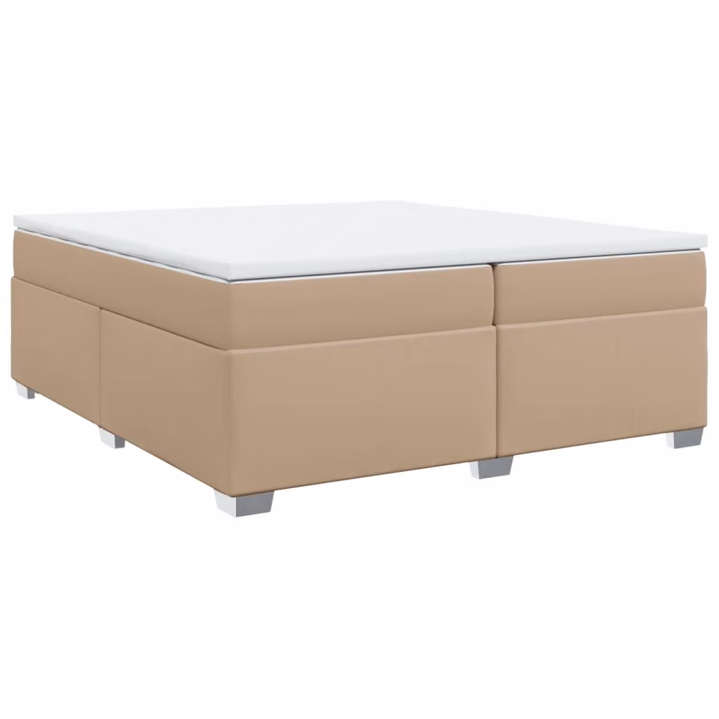 Giroletto a Molle con Materasso Cappuccino 200x200cm Pelle finta