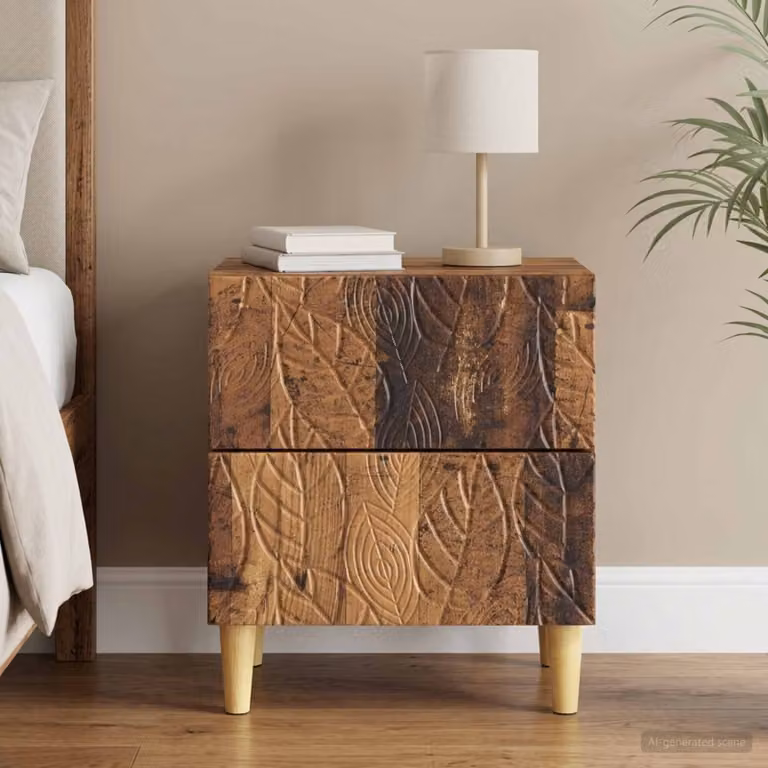 Comodino moderno vidaXL in legno ingegnerizzato color marrone, L 43 cm x P 34,5 cm x H 48 cm