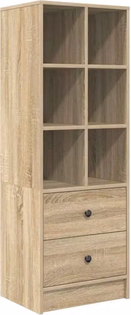 Credenza Buffet con cassetto in Rovere Sonoma, design moderno, L/P/H: 45,5 x 34 x 127 cm
