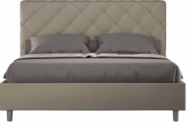 Letto matrimoniale imbottito con contenitore Priya Ityhome in similpelle color cappuccino L: 160 cm, P: 190 cm – 1
