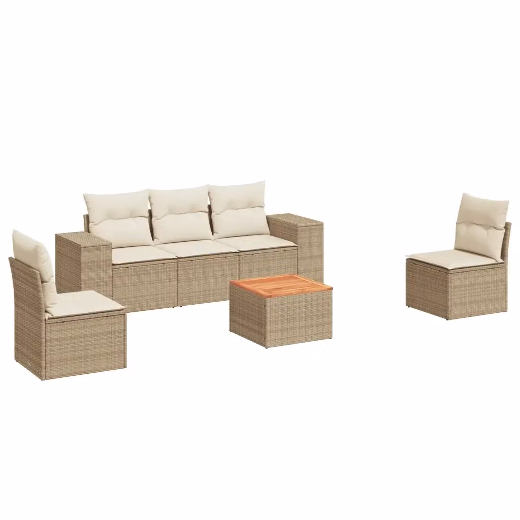 Set da giardino VIDAXL in polyrattan composto da 6 pezzi con cuscini beige e design moderno – 2