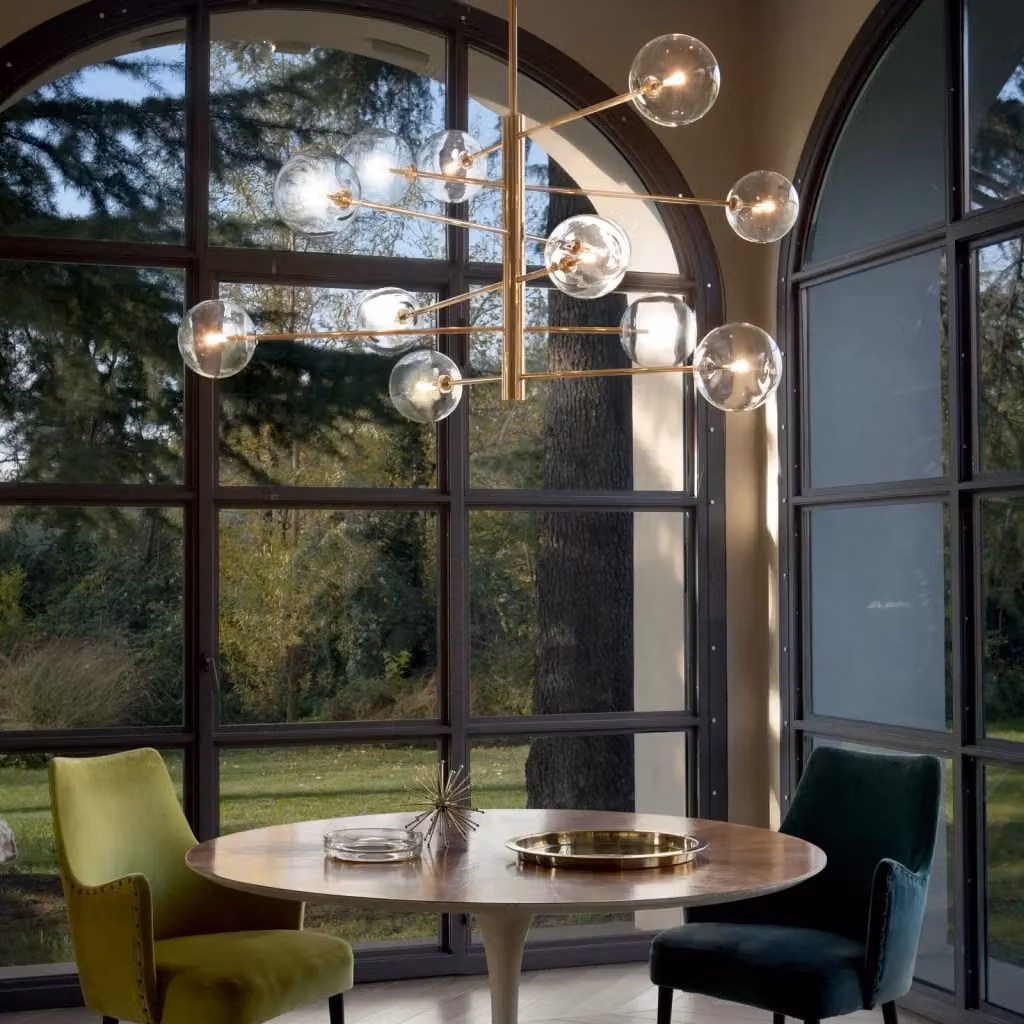 Lampada a sospensione EQUINOXE Ideal Lux in metallo e vetro, colore cromo, con altezza regolabile e lampadine G4 sostituibili – 2