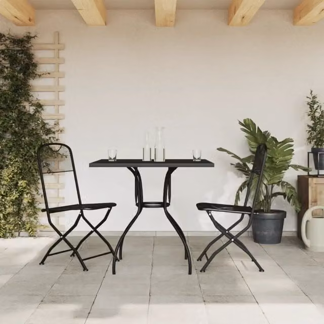 Set da pranzo da giardino vidaXL in metallo antracite composto da 3 pezzi