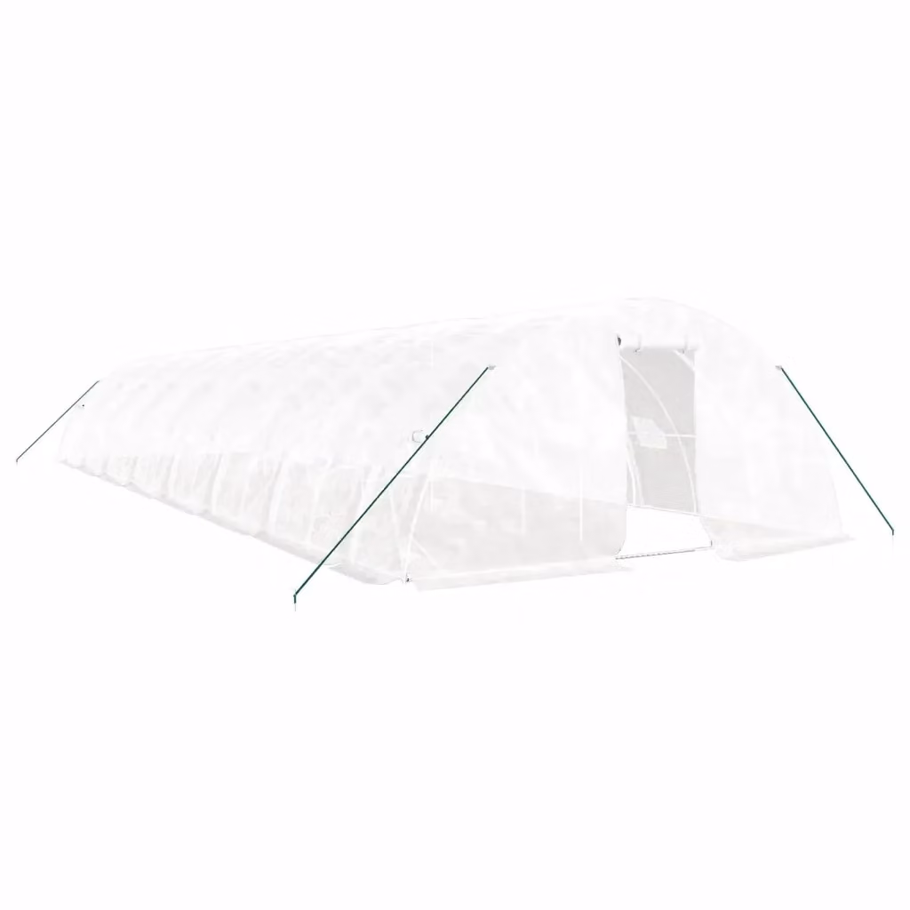 Serra Videx con telaio in acciaio galvanizzato bianco e copertura in policarbonato, L: 16 m, P: 5 m, H: 2,3 m – 2