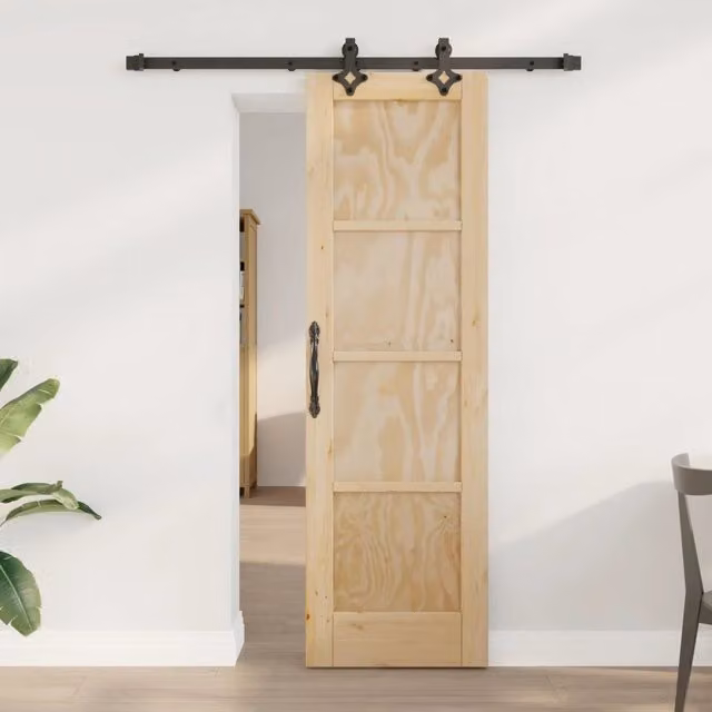 Porta scorrevole moderna vidaXL in legno di pino color marrone e beige, L: 152,5 cm, H: 198,5 cm