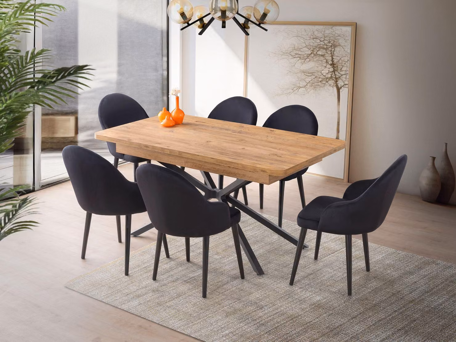 Skye Decor, Falcon - 2961, Tavolo da pranzo allungabile, Marrone, 100% MELAMINICO, 160 x 90 x 79 cm