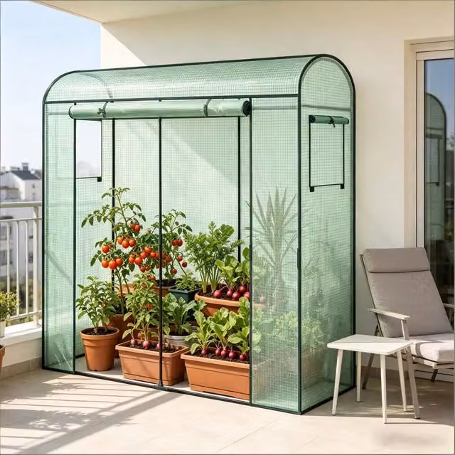 Serra da giardino REDOM in acciaio galvanizzato e plastica verde L: 170 cm, P: 68 cm, H: 200 cm