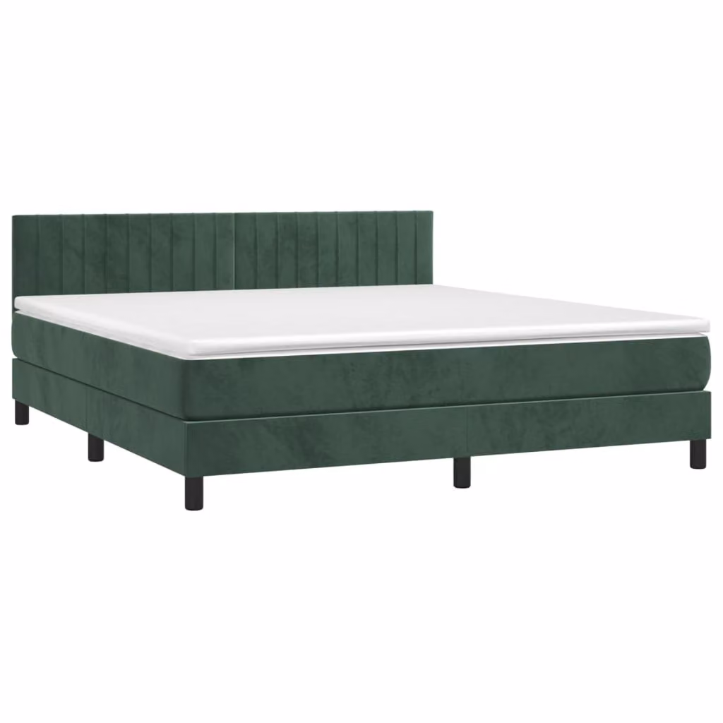 Giroletto a Molle con Materasso Verde Scuro 160x200 cm Velluto