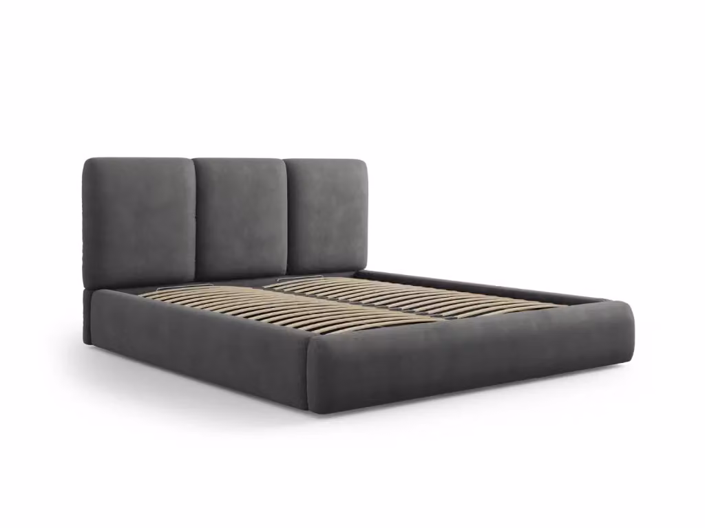 Letto con cassettone e testiera Nicolas Cosmopolitan Design in ciniglia grigio scuro L/P/H: 180 x 200 x 123 cm – 2