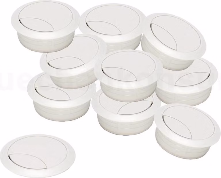 Passacavi 80 mm per piano di lavoro in plastica bianco 10 pezzi