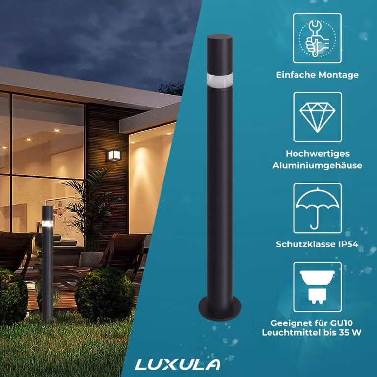 LUXULA Lampada da parete a LED, 10 W, nera, grado di protezione IP44