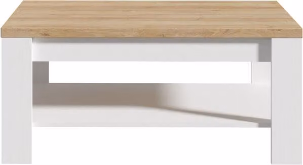 Tavolino - Rettangolare - Rovere bianco e rovere beige - BOHOL - L 100 x P 60 x H 45,7 cm - 2 ripiani