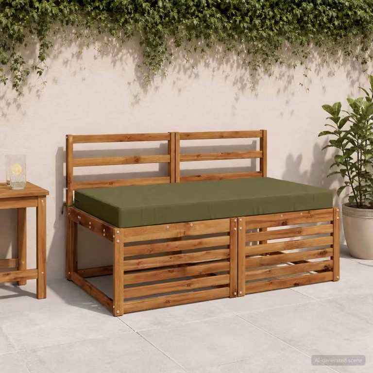 Cuscino per la seduta vidaXL SOEST in poliestere verde oliva con rivestimento lavabile e resistente ai raggi UV