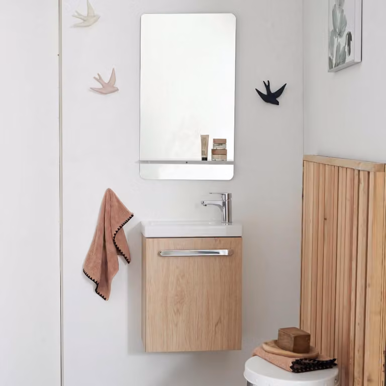 Set lavabo sospeso Nevada con rubinetto e specchio