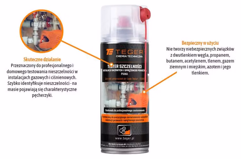 Localizzatore di perdite per impianti a gas e ad aria compressa - Schiuma, 400 ml, Teger