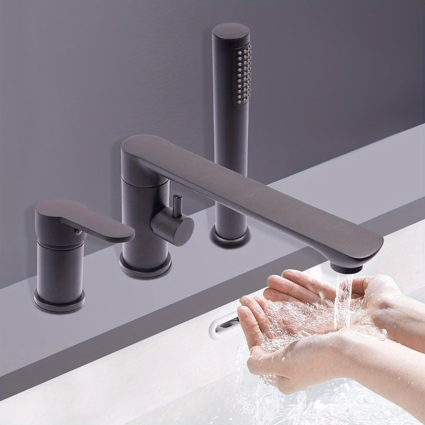 Rubinetto da bagno - Miscelatore per bagno - Rubinetto per doccia - Bocchetta di scarico per vasca da bagno - Doccetta - Ottone - Montaggio a parete - Bocchetta a cascata