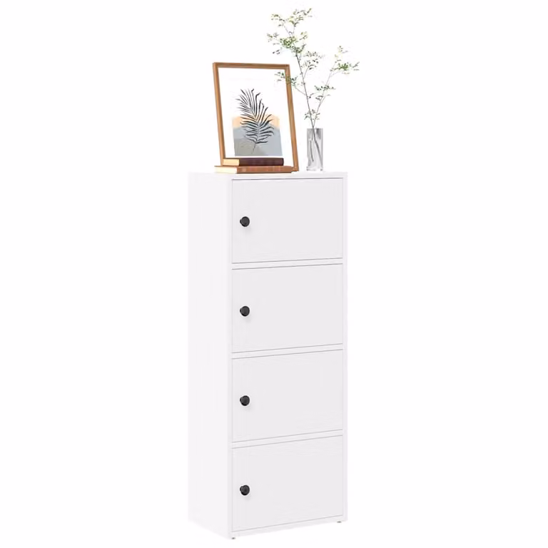 Libreria bianca vidaXL in legno con ante a battente e ripiani interni, L 40 cm, P 24 cm, H 102 cm