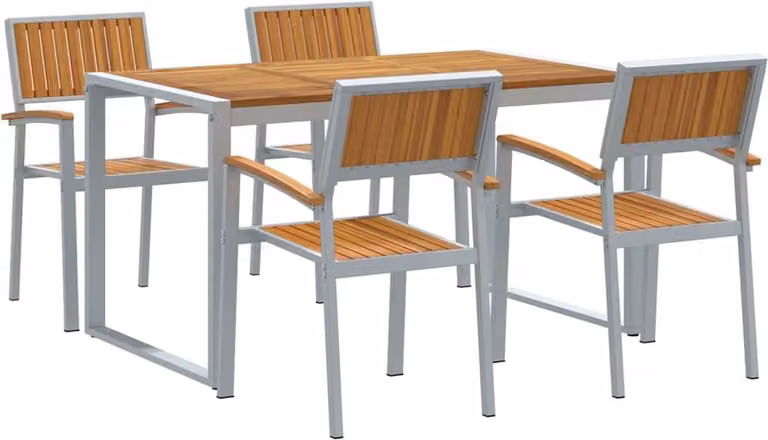 Set da Pranzo per Giardino 5 pcs Grigio