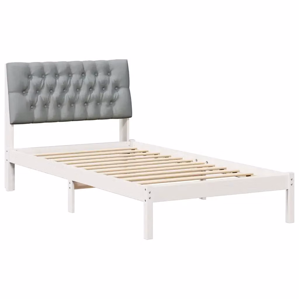 Letto moderno vidaXL con testiera rivestita in tessuto e struttura in legno massello di pino, L/P/H: 200 x 100 x 93,5 cm – 2