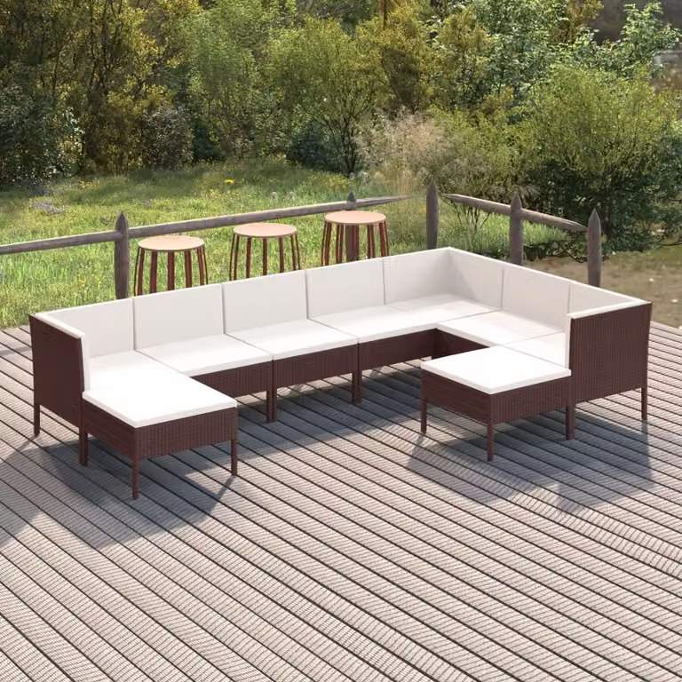 Maison Exclusive - Set da giardino da 9 pezzi con cuscini in rattan sintetico marrone