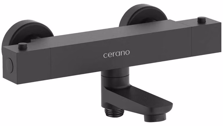 CERANO - Miscelatore a parete per vasca Lorena - termostatico - bocca girevole - nero opaco