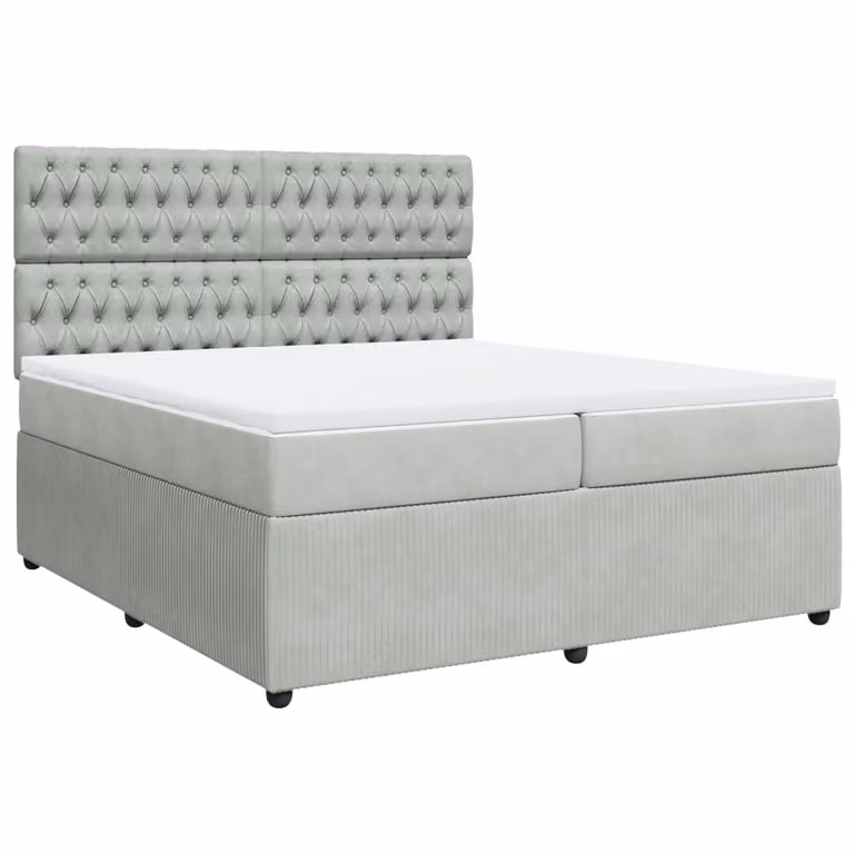 Giroletto a Molle con Materasso Grigio Chiaro 200x200cm Velluto