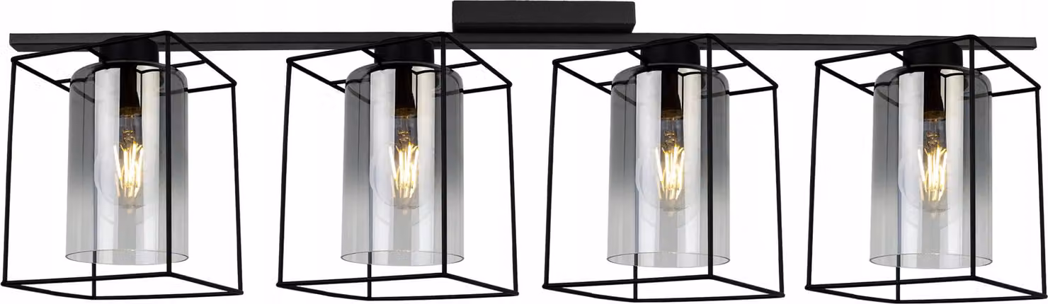 Hella Cage lampada a sospensione - Lampada da soffitto per soggiorno, camera da letto e sala da pranzo - Lampada a sospensione in metallo e vetro - E27 - Grafite - 4 luci