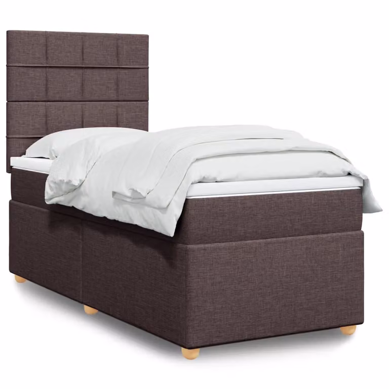 vidaXL Giroletto a Molle Ibrido con Materasso in Tessuto Marrone e Bianco L/P/H: 200 x 80 x 150,5 cm