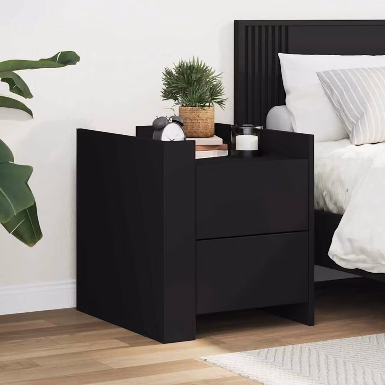 Comodino moderno vidaXL nero in legno e MDF da appendere a parete