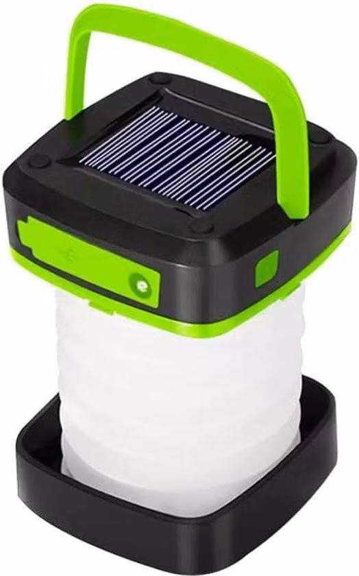 Lanterna a LED, ricaricabile tramite energia solare, pieghevole, con connessione USB, ideale come luce di emergenza in caso di interruzione di corrente, per escursioni notturne e campeggio