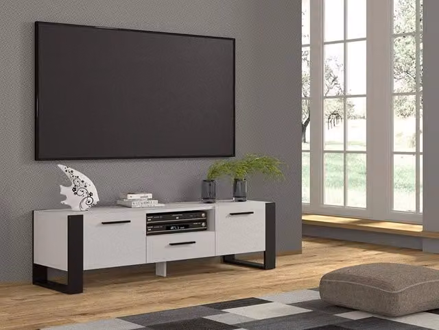Armadio TV Nuka Bim Furniture Bianco Opaco L: 160 cm, P: 43 cm, H: 48 cm – 1