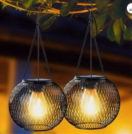 Illuminazione solare per esterni, faretti solari sospesi impermeabili, illuminazione decorativa da giardino, faretti solari impermeabili per giardini, terrazze e vialetti, set da 2 pezzi.