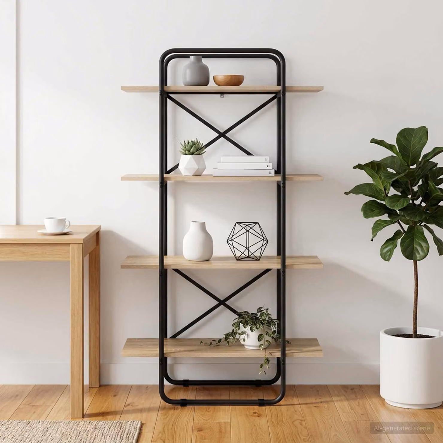 Libreria vidaXL a 4 livelli in stile industriale, colore marrone, L 80 cm x P 35 cm x H 140 cm