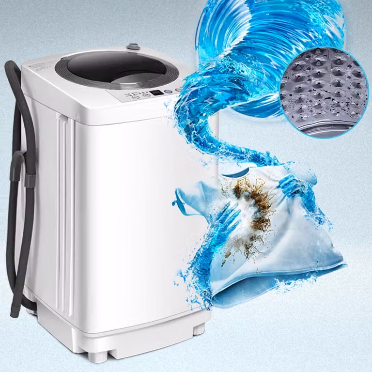 Lavatrice portatile automatica Costway 2 in 1 da 3,5 kg per piccoli spazi, modello a caricamento dall'alto in plastica, colore Bianco