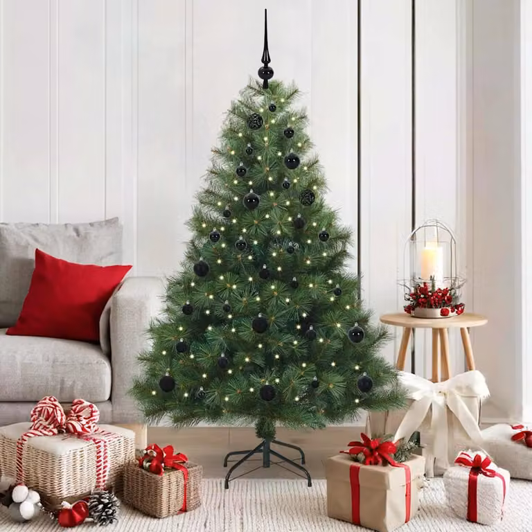 Albero di Natale artificiale verde vidaXL con 150 LED luce bianca calda in PE e PVC, Altezza: 150 cm
