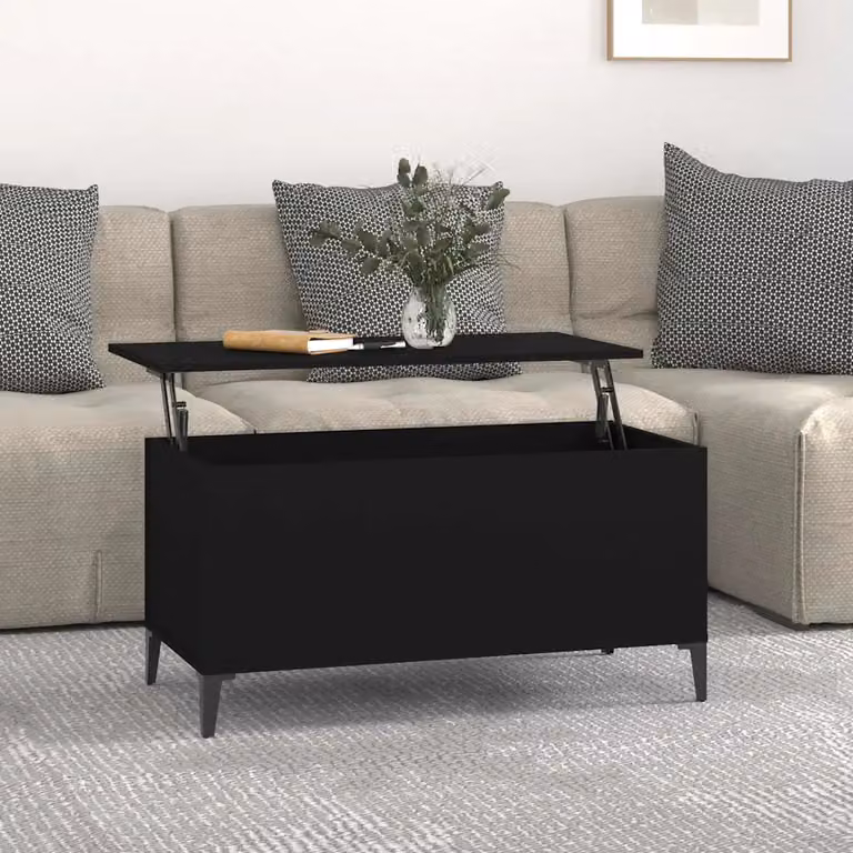 vidaXL Tavolino da Salotto Moderno Nero con Meccanismo Sollevabile L: 90 cm, P: 44,5 cm, H: 45 cm