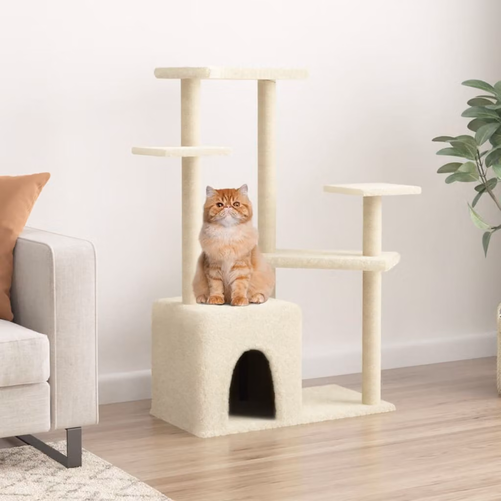 Albero per gatti vidaXL con tiragraffi in sisal sostituibile, colore beige, Altezza: 107,5 cm