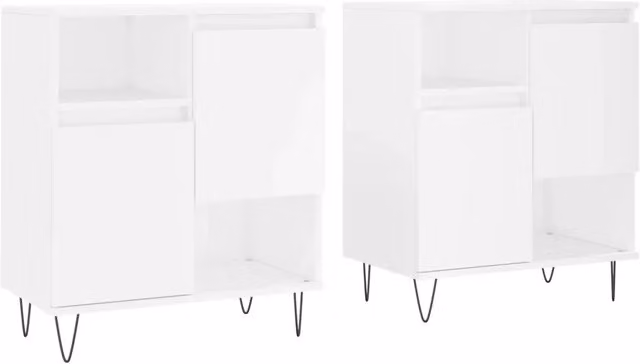 Credenze 2 pz | Madia | Buffet da pranzo | Armadio da pranzo Bianche in Legno Multistrato
