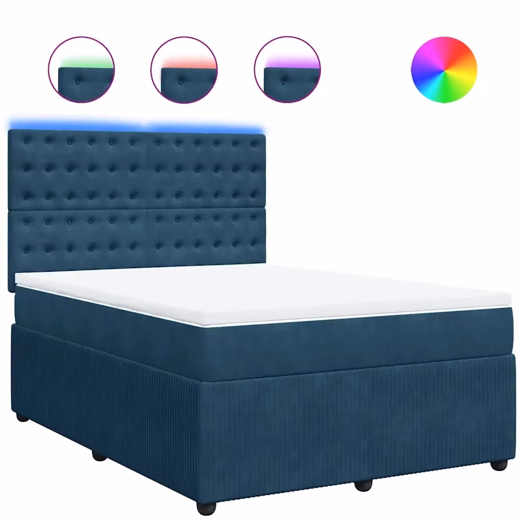 Letto Ibrido con Materasso in Velluto Blu e Bianco vidaXL L/P: 160 x 200 cm – 2