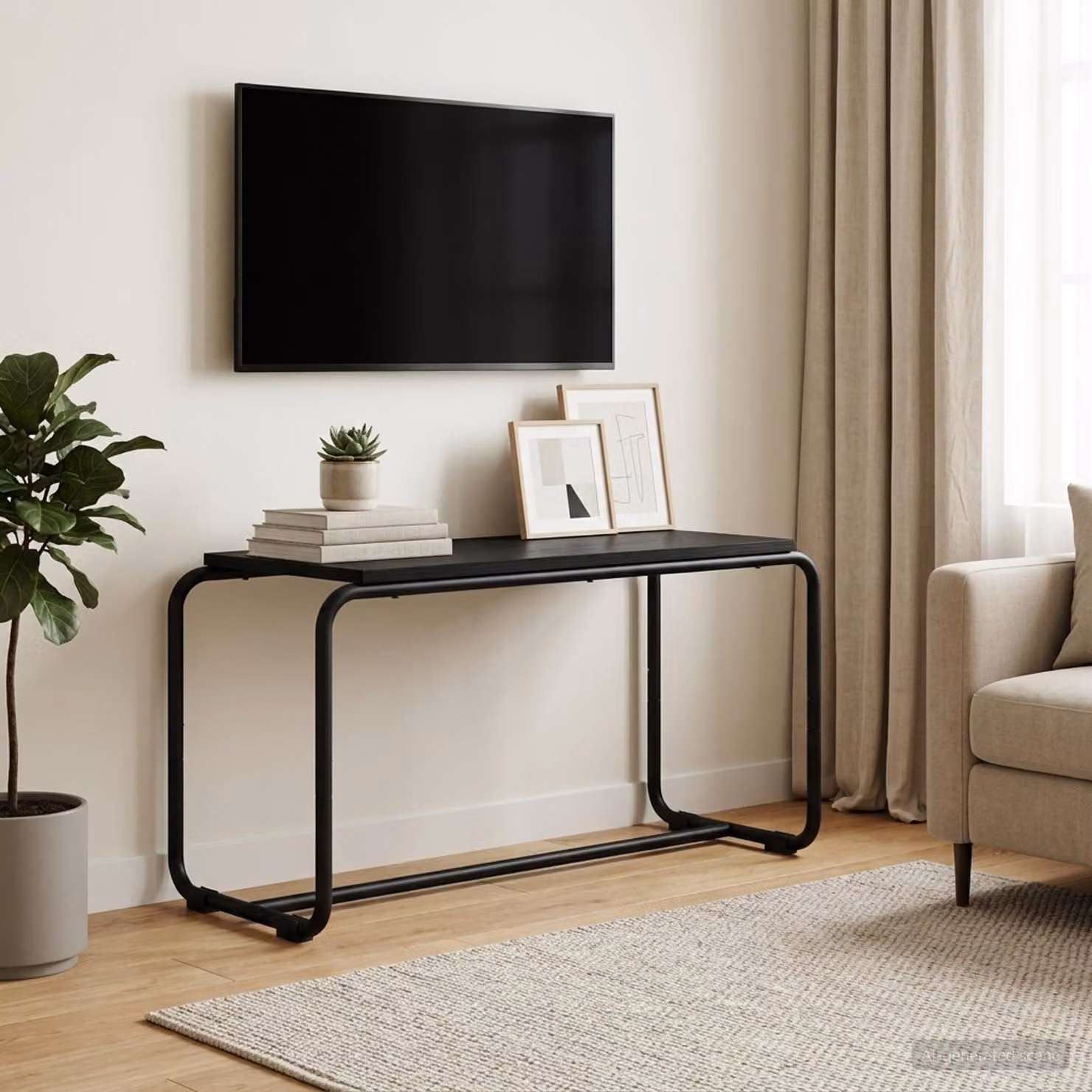 Supporto TV vidaXL in legno ingegnerizzato e metallo, colore Nero, L 80 x P 35.5 x H 42 cm