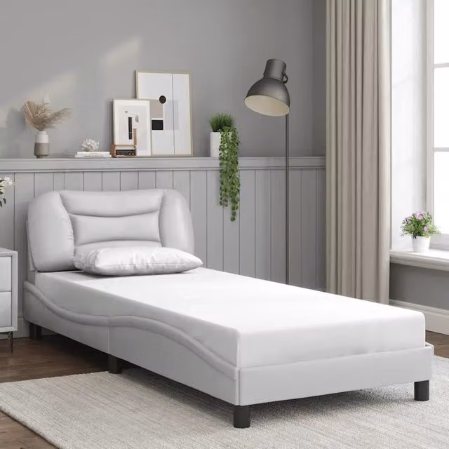 Giroletto senza Materasso-Struttura Letto Hvar Bianco 90x200 cm in Similpelle