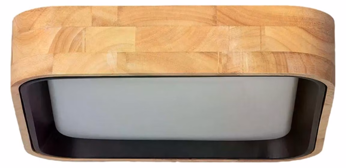Plafoniera LED quadrata, finitura naturale bianco-nero, 16 W, tonalità di bianco, 1200 lm, effetto legno, dimensioni: 8x37x37 cm, IP20, Abruzzo
