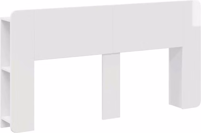 Testiera del letto moderna Design In con mensola integrata e scomparti laterali in legno MDF bianco lucido L: 154 cm, H: 80 cm, P: 21,38 cm – 1