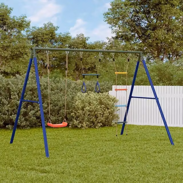 Set Gioco da Esterno vidaXL con Altalena, Trapezio e Scala Multicolore H: 185 cm, L: 273,5 cm, P: 185 cm